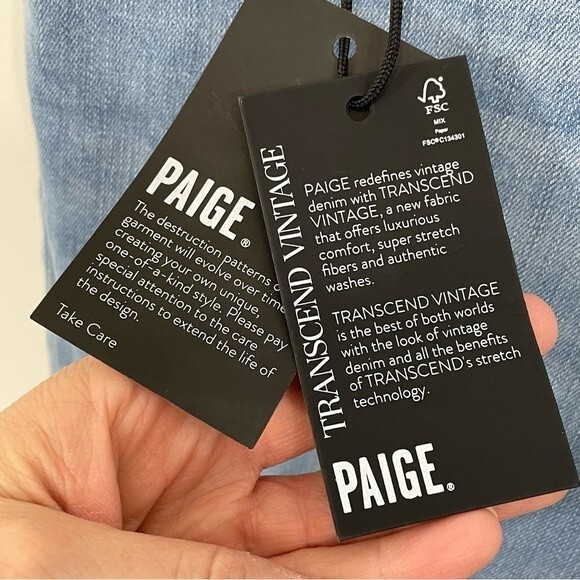 NWT‎ Paige Brigitte Boyfriend Skinny Jeans Destructed Denim Size 26 - Picture 6 of 12